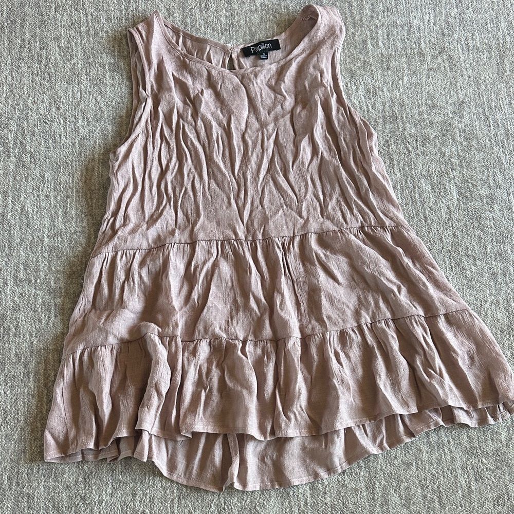 Papillon- Blush Ruffle Tank Top